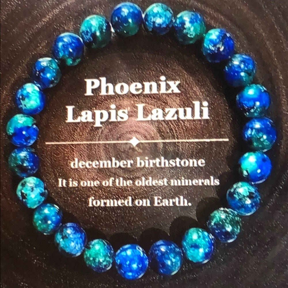 Natural Stone Phoenix Lapis Lazuli Bead Stretch Bracelet Boho Handmade Healing